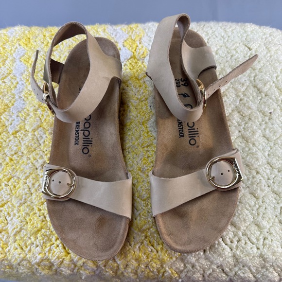 Papillio by Birkenstock Wedge Sandals Beige Buckle Cork Comfort Size 8.5 new wow - Picture 6 of 15